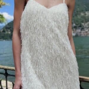 White fringed mini dress